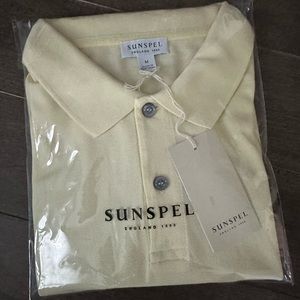 SUNSPEL - corn silk yellow pique (light mesh) polo shirt in size Medium